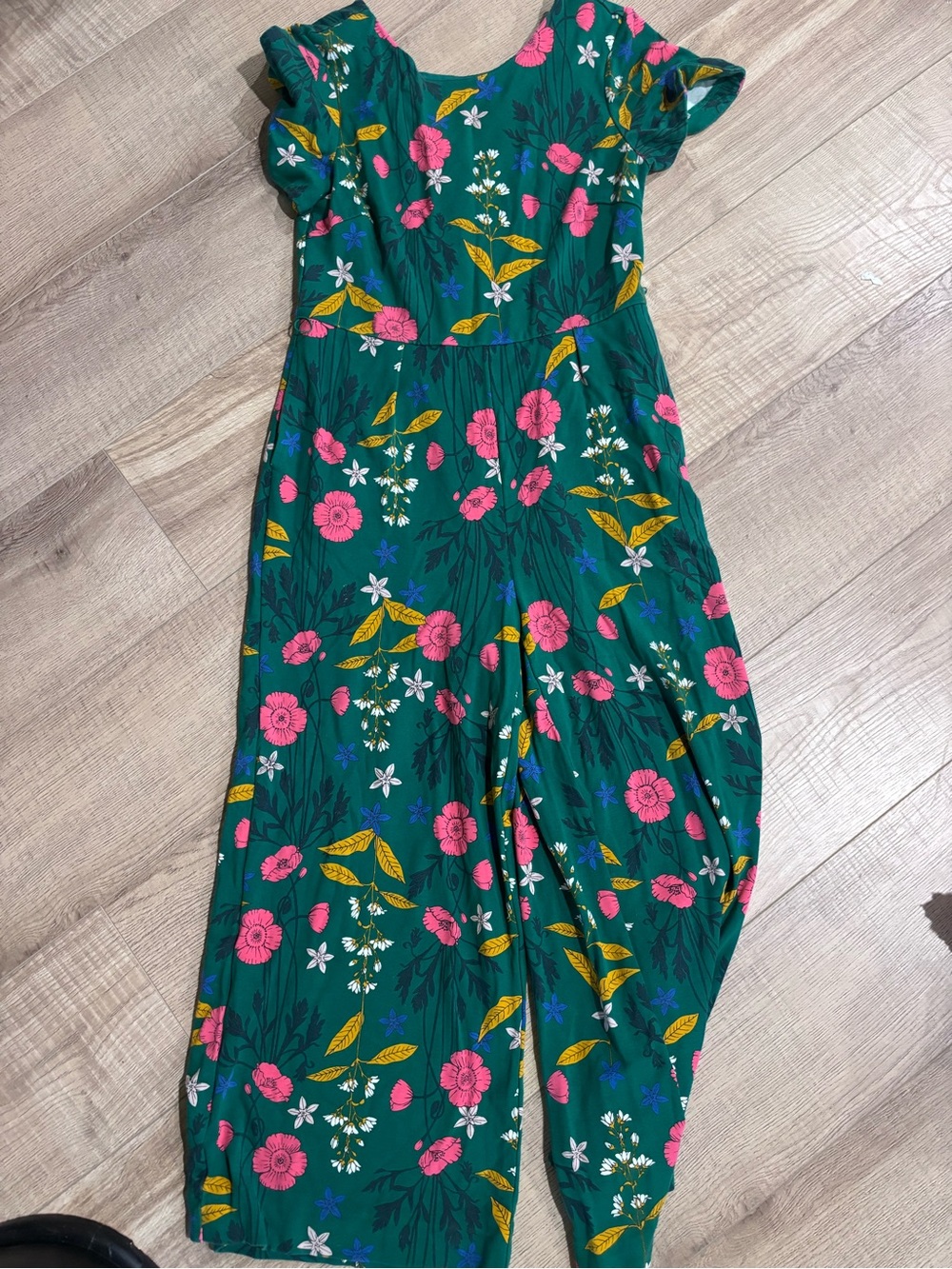BODEN Green Floral Jersey Wide-Leg Jumpsuit Sz 8 - Picture 5 of 5